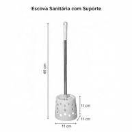 Escova Sanitária com Suporte Redondo Branca e Cabo Metálico - Limpeza Eficiente e Higiene Total - imagem 4