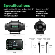 Ventilador de Duto em Linha T4 10cm + Controlador WiFi GrowHub E42A - Controle Inteligente de Ambiente para Cultivo Indoor - imagem 3