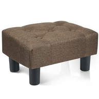 Poofzy Banqueta para os Pés Pequena - Otmoma de Linho com Pernas, Descanso de Pé Retangular para Sofá, Apoio para Pés e Pufes Pequeno para Sala de Estar e Entrada (Bege) - imagem 2