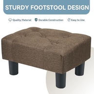 Poofzy Banqueta para os Pés Pequena - Otmoma de Linho com Pernas, Descanso de Pé Retangular para Sofá, Apoio para Pés e Pufes Pequeno para Sala de Estar e Entrada (Bege) - imagem 5