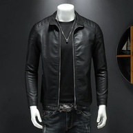 Jaqueta masculina para motociclista primavera e outono, casual, lisa, de poliuretano, jaqueta masculina de couro - imagem 4