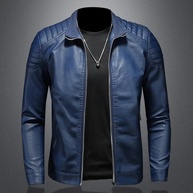 Jaqueta masculina para motociclista primavera e outono, casual, lisa, de poliuretano, jaqueta masculina de couro - imagem 3