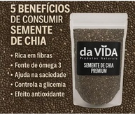 Semente de Chia Natural Embalagem Premium Zip Lock - da VIDA (1Kg) - imagem 1