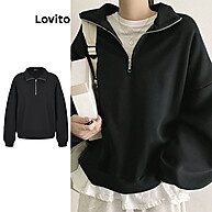 Lovito Moletom Casual com Zíper Liso – Conforto e Estilo na Medida Certa - imagem 1