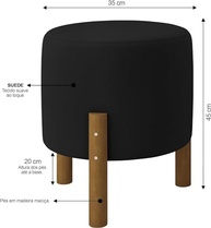 Puff Redondo Luxo Charme Thor com Pés de Madeira - Estilo e Conforto para sua Decoração - imagem 2