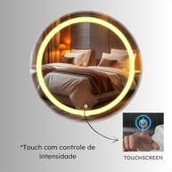 Espelho Redondo com LED Jateado 40x40cm | Iluminação Touch Luxuosa - imagem 4