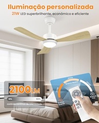 Ventilador de Teto 42" Ultra Silencioso com Luz LED, 6 Velocidades, Reversão e Timer – Bivolt com Controle Remoto - imagem 5