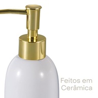 LYOR Conjunto 3 Peças Banheiro Cerâmica Londres Branco e Dourado - Design Sofisticado e Funcional - imagem 5