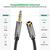 MPOWER Cabo Extensão Áudio 3.5mm Macho-Fêmea 5m: Som Ampliado com Qualidade Premium - imagem 4
