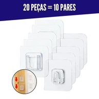 Suporte Adesivo de Parede com Gancho Macho e Fêmea - 10 Pares Transparentes | Organize sem Furar - imagem 5