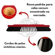 Vassoura de Pelos Sintéticos 60cm com Base de Madeira Reforçada - Cerdas Macias para Pisos Lisos - imagem 5