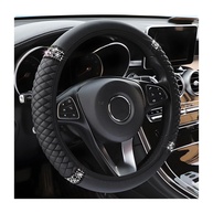 Capa de Volante Brilhante com Strass e Couro Macio - Elegância e Conforto para Seu Carro - imagem 1