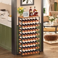 Suporte para 48 Garrafas de Vinho com Tampo de Madeira - Prateleira Organizadora 8 Camadas para Cozinha e Adega - imagem 4