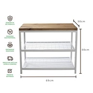Banco Sapateira Strassis Design SD-5001-69 em Madeira e Metal Preto - Organização e Estilo para seu Espaço - imagem 3