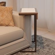 Mesa de Apoio Lateral para Sofá em Aço e Madeira - Design Moderno para Sala e Quarto - imagem 1
