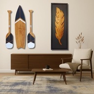 Kit Decoração Náutica para Parede - 4 Peças Artesanais em Madeira Maciça com Estilo Tribal - imagem 2