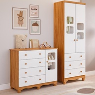 Quarto de Bebê Completo com Guarda-Roupa e Cômoda Uli em Madeira Peroba - imagem 1