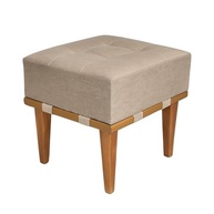 Puff Quadrado em Linho com Pés de Madeira Maciça 43cm - Estilo e Conforto Moderno - imagem 2