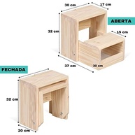 Escada Infantil de Madeira Maciça Montessoriana Dobrável em Pinus - Segurança e Aprendizado - imagem 4