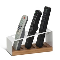Porta Controle Geguton Minimalista: Organização Elegante em Branco Fosco e Madeira Nogueira - imagem 1