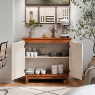Buffet Flow 2 Portas com Prateleira Ajustável - Design Moderno em Madeira Freijó Off White - imagem 4