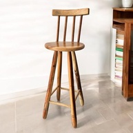 Banqueta Alta de Madeira Maciça 70cm com Encosto - Ideal para Balcão e Cozinha Americana - imagem 2