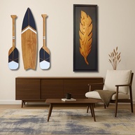 Kit Decoração Náutica para Parede - 4 Peças Artesanais em Madeira Maciça com Estilo Tribal - imagem 1