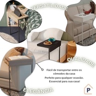 Mesa de Apoio Lateral para Sofá em Aço e Madeira - Design Moderno para Sala e Quarto - imagem 4