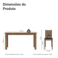 Conjunto de Sala de Jantar Analu Madesa - Mesa com Tampo de Madeira e 6 Cadeiras Rustic/Preto - imagem 3