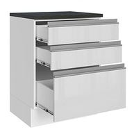 Balcão Madesa Acordes 60cm com 3 Gavetas em MDF Branco Brilho - Design Moderno e Resistente - imagem 5