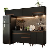 Armário de Cozinha Reims 260cm Preto com Bancada Removível - Madesa - imagem 4
