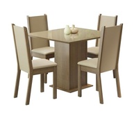 Conjunto Sala de Jantar Madesa Moscou Plus - Mesa com Tampo de Vidro e 4 Cadeiras | Estilo Rustic/Crema/Pérola - imagem 4