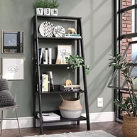 Estante para Livros 4 Prateleiras com Design Cavalete Madesa - Preto Moderno - imagem 3
