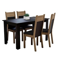 Conjunto de Jantar Havana Madesa - Mesa 136cm com 4 Cadeiras Estofadas em Preto Rustic - imagem 2