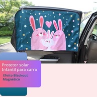 Tapa Sol Magnético Carro Blackout UVA-UVB Coelhinhos - Proteção Total! - imagem 4