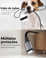 Cabo USB-C 2m 60W Nylon Reforçado: Carregamento Turbo para iPhone 15/16, Samsung, MacBook e Mais! - imagem 4