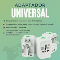 Kit 2 Adaptadores de Tomada Universal Bivolt: Conecte-se a Mais de 150 Países! - imagem 3