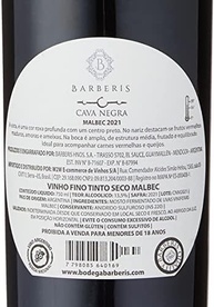 Bodega Barberis Cava Negra Malbec Malbec - imagem 2