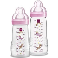 MAM Baby Kit 2 Mamadeiras Easy Active 270ml + 330ml Rosa - Bicos Skinsoft e Design Ergonômico - imagem 2