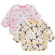 Babador Manga Longa BLW Kit 2 Unidades - Estampas Alce e Flamingo - imagem 1