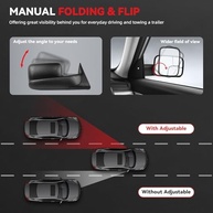Espelhos de Reboque Drive & Passenger para Dodge Ram 1500/2500/3500 (1994-2002) - Ajuste Manual Flip-Up - imagem 5