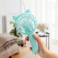 Ventilador de prensa manual, mini ventilador fofo portátil de plástico para festa de acampamento de viagem, resfriamento portátil, presente ideal, sem bateria, azul - imagem 1