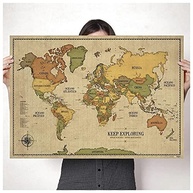 Pôster Mapa-Múndi Vintage A1 (84x59cm) com 220 Pins Adesivos para Marcar Viagens - imagem 5