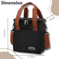 Bolsa Térmica para Marmita - Lancheira Escolar e Trabalho com Alça Ajustável 12L (Preto) - imagem 2