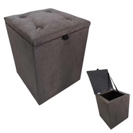 Puff Baú Decorativo em Suede Marrom com Compartimento de Armazenamento | Assento Confortável e Organizador Moderno - imagem 3