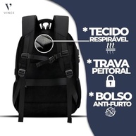 Mochila Masculina Reforçada Executiva Grande Mochila para Notebook Trabalho Viagem Escola com Cabo de Aço Impermeável Antifurto com Saídas USB/Fone de Ouvido Unissex - imagem 4