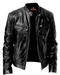 Jaqueta masculina de couro legítimo, couro bovino, motocicleta, motocicleta, motocicleta, jaqueta de couro verdadeiro, preto/marrom - imagem 1