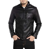 WULFUL Jaqueta masculina de couro com gola alta para motocicleta, leve, de couro sintético - imagem 2