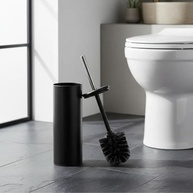 Escova Sanitária Matte com Cabo em Aço Inox – Base Preta com Tampa, 36 cm - imagem 3