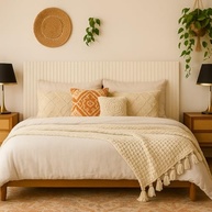 Painel Cabeceira Ripada para Cama Casal Box em MDF | Decoração Moderna para Quarto Off White - imagem 3